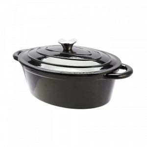 Ca&ccedil;arola Oval Ferro Fundido 29cm 3.5L Preta