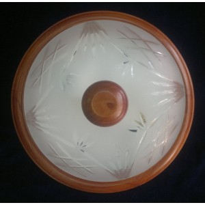 Plafond Pequeno Madeira com Vidro Lapidado